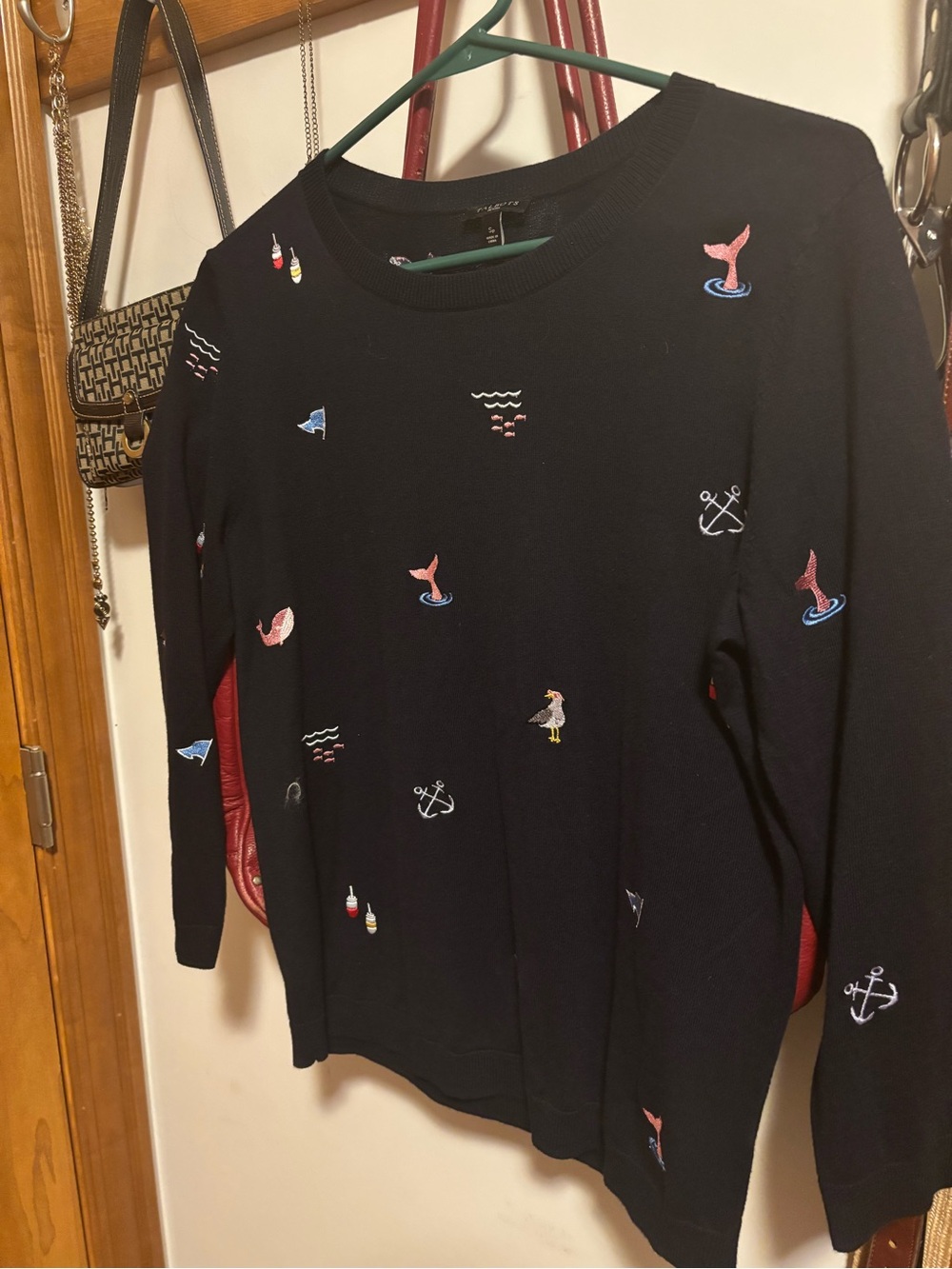 Talbots Navy Embroidered Sweater - Picture 3 of 4